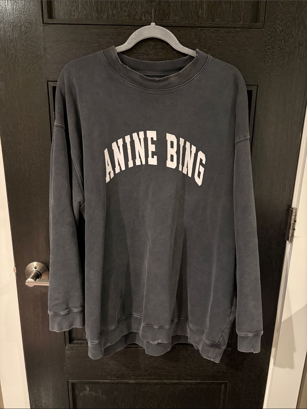 ANINE BING Tyler cotton logo sweatshirt size M washed black